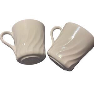 Vintage Corning White Swirl Coffee Mugs – Set of 2 – Made in USA
